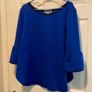 Cobalt blue and black blouse - green envelope 2X
